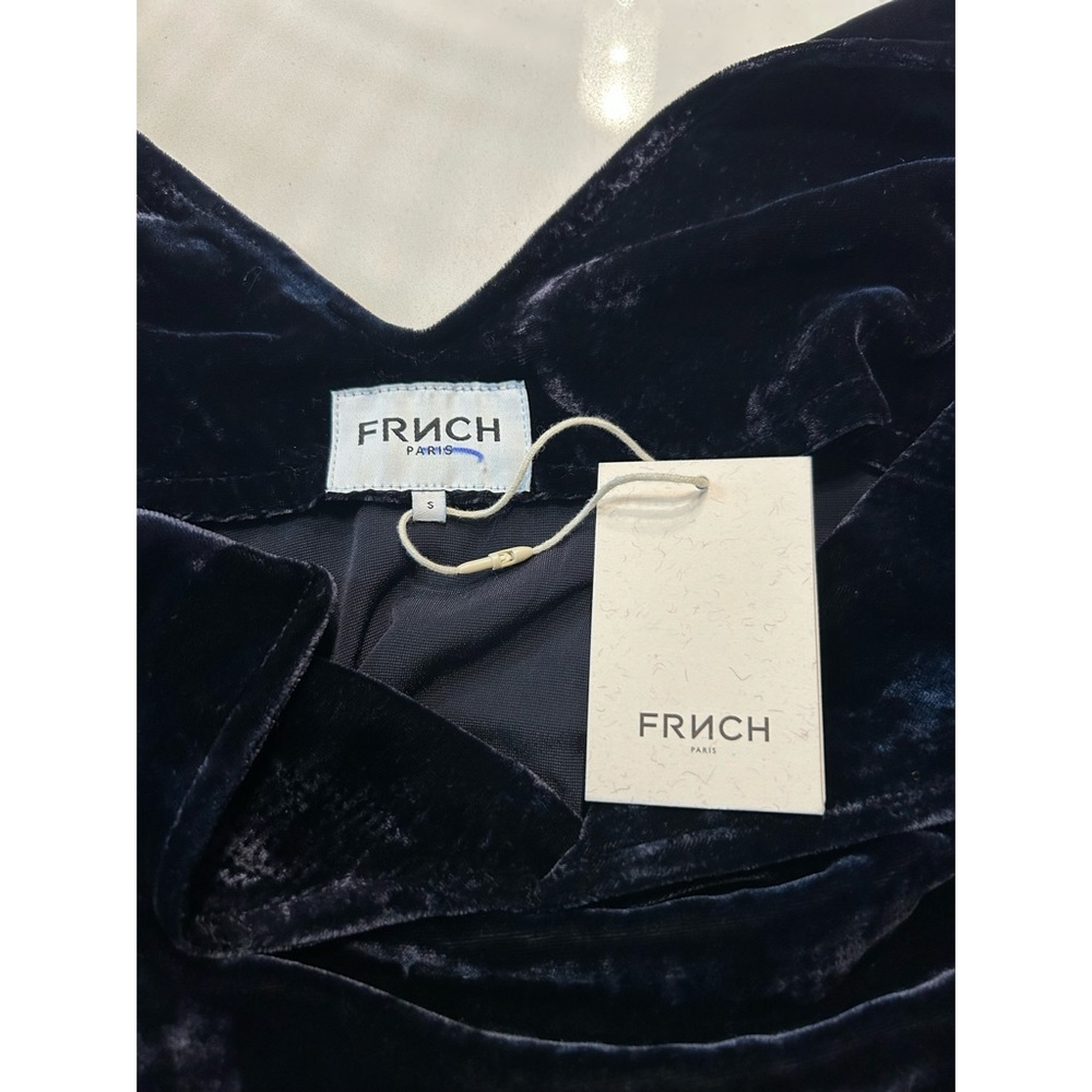 Frnch Engy Velvet Color Block Slip Midi Dress Size Small Cocktail - Picture 8 of 10